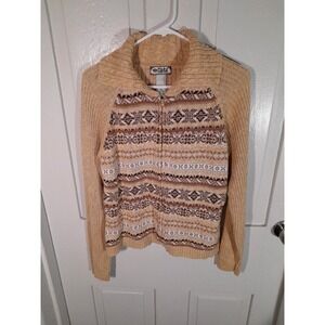 Tiara International Multi Color Fair Isle Full Zip Sweater‎ Cardigan XL